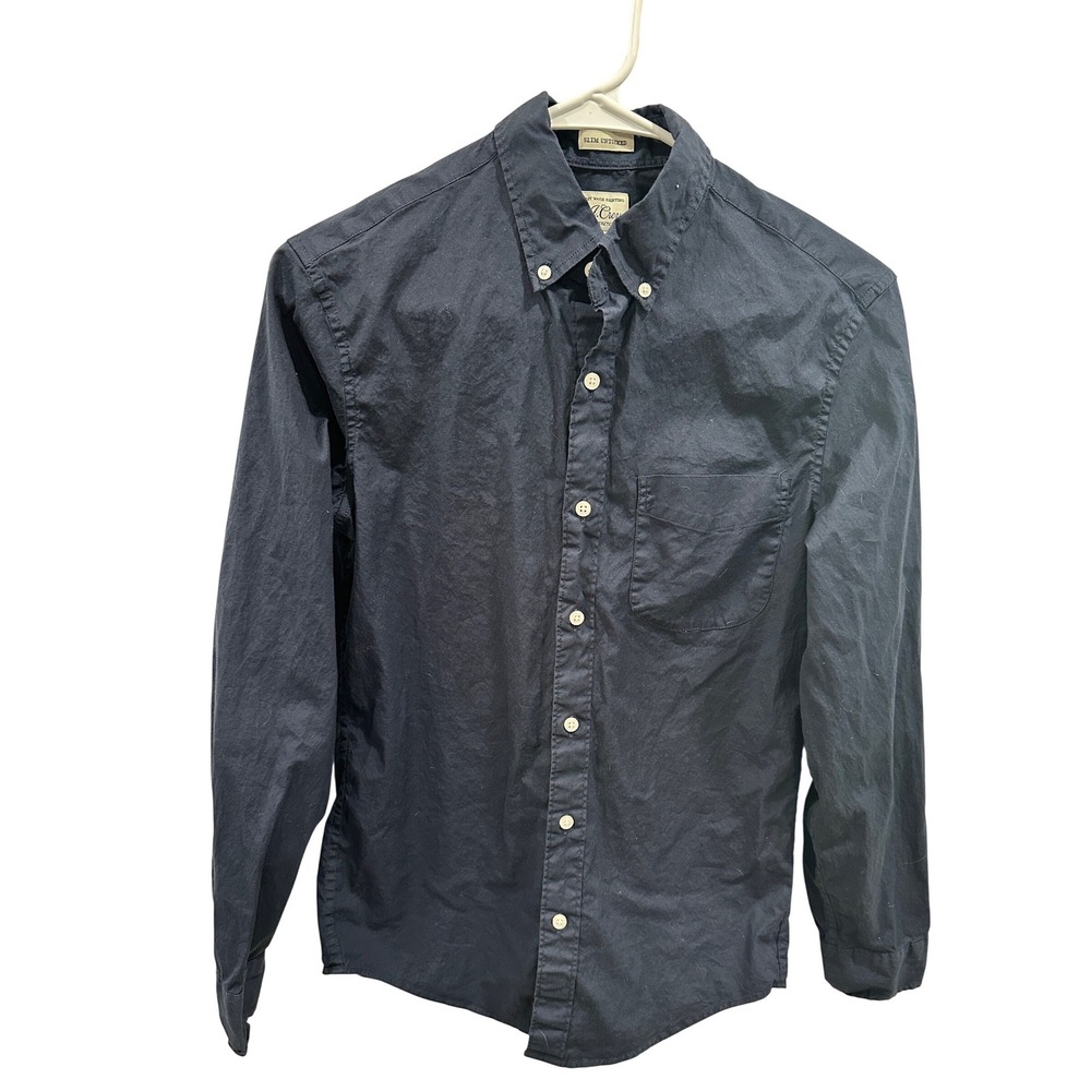 J Crew Slim Untucked Secret Wash Button Down Shirt Navy XS Short